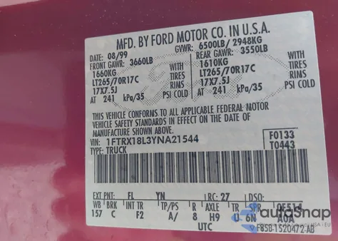 2000 Ford F-150 Lariat/Work Series/Xl/Xlt z USA, uszkodzony, nr VIN 1FTRX18L3YNA21544
